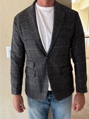MAN 1924 Men's Gray Houndstooth Suit Jacket